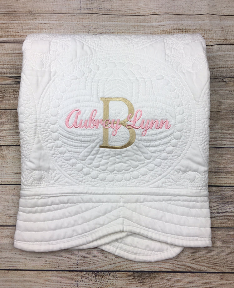 Monogram Personalized Baby Quilt for Boys and Girls, Custom Baby Gift Blanket with Name, Personalized Nursery Gift, store Embroidered Baby Gift,