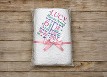 Baby Crib Quilt with Butterfly Embroidery & Birth Stats Gift