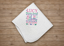 Baby Crib Quilt with Butterfly Embroidery & Birth Stats Gift