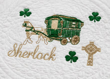 White Baby Quilt with Shamrock Monogram for Irish Baptism Gift (Copy)