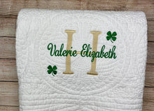 Baptism Blanket Personalized with Irish Shamrock Embroidery