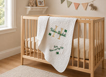 Baptism Blanket Personalized with Irish Shamrock Embroidery