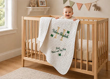 Baptism Blanket Personalized with Irish Shamrock Embroidery