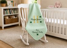 Baptism Blanket Personalized with Irish Shamrock Embroidery