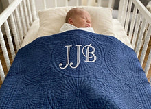 Birthday Gifts for Boys with a Personalized Baby Blue Crib Quilt