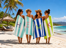 Custom Monogram Striped Beach Towel