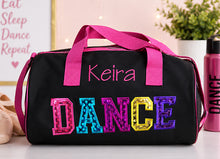 Black Sparkly Monogrammed Dance Duffel Bag for Girls