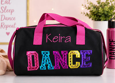 Girls Sparkly Monogrammed Dance Duffel Bag for Toddlers