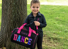 Black Sparkly Monogrammed Dance Duffel Bag for Girls