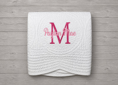 Embroidered Baby Gifts with Personalized Monogram Quilt Crib Size
