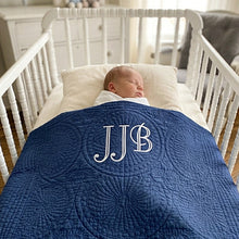 First birthday gift boy, Monogram baby blanket with Initials, Handmade Quilts for Sale, Personalized Baby Quilt, Baby Blue Crib Blanket
