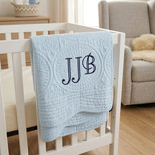 First birthday gift boy, Monogram baby blanket with Initials, Handmade Quilts for Sale, Personalized Baby Quilt, Baby Blue Crib Blanket