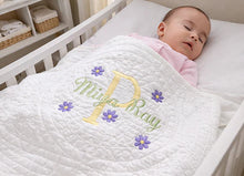 Demo First birthday present girl baby white quilt