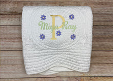 Demo First birthday present girl baby white quilt