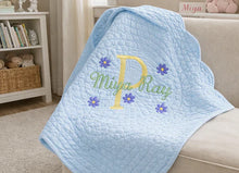 Baby Girl First Birthday Gift Quilt with Floral Embroidery