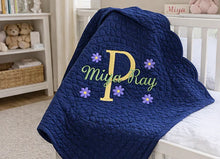 Baby Girl First Birthday Gift Quilt with Floral Embroidery