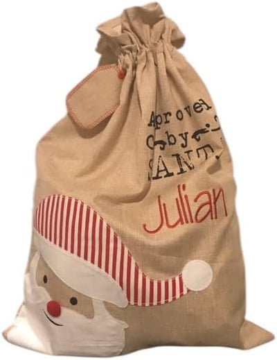 Little Lulus Gifts Personalized Santa Sacks Kids, Christmas Reindeer Bag, Large Holiday Gift Tote, Present, Santa Christmas Sacks, 19'x27'
