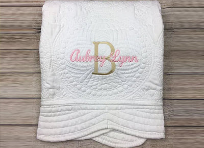 Monogrammed Baby Blanket for Name Embroidered Girls Gift