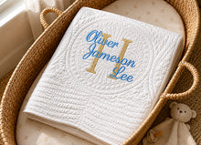 Monogrammed Gold Crib Quilt for Newborn Baby Gifts