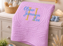 Monogrammed Gold Crib Quilt for Newborn Baby Gifts