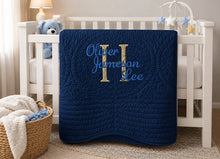 Monogrammed Gold Crib Quilt for Newborn Baby Gifts