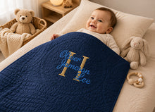 Monogrammed Gold Crib Quilt for Newborn Baby Gifts
