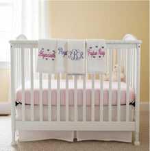 Monogrammed Quilt for Nursery, Birth Stats Embroidery, Butterfly and Bows Embroidery.