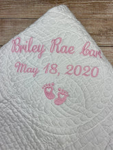 Nursery embroidery crib quilt girl, Monogrammed baby blanket personalized girl quilt, Embroidered baby baptism blanket girl