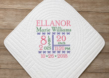Personalized Baby Blanket for Newborn Birth Stats Gift