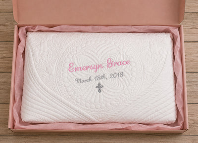 Personalized Baby Crib Quilt Baptism Gift For Newborn Boy