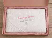 Personalized Baby Crib Quilt Baptism Gift For Newborn Boy