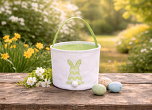 Personalized Easter Basket for Kids, Embroidered Basket for Girls and Boys Toddler Gift Bags Baby Soft Basket (Blue Chevron Bunny)