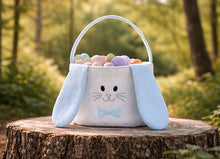 Personalized Easter Basket for Kids, Embroidered Basket for Girls and Boys Toddler Gift Bags Baby Soft Basket (Light Pink Ears)