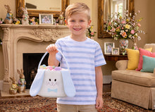 Personalized Easter Basket for Kids, Embroidered Basket for Girls and Boys Toddler Gift Bags Baby Soft Basket (Light Pink Ears)