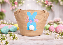 Personalized Easter Basket for Kids, embroidered Basket for Girls and Boys Toddler gift bags (Burlap Bunny)