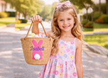 Personalized Easter Basket for Kids, embroidered Basket for Girls and Boys Toddler gift bags (Burlap Bunny)
