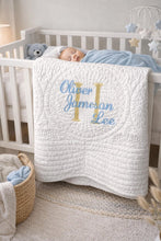 Monogrammed Baby Quilt, Personalized Blanket, Gold Monogrammed Blanket, Boy Quilt, Crib