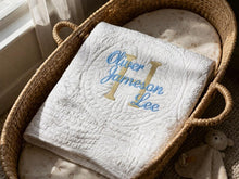 Monogrammed Baby Quilt, Personalized Blanket, Gold Monogrammed Blanket, Boy Quilt, Crib