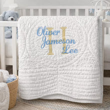 Monogrammed Baby Quilt, Personalized Blanket, Gold Monogrammed Blanket, Boy Quilt, Crib
