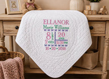 Personalized Baby Blanket for Newborn Birth Stats Gift