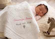 Personalized Baby Crib Quilt Baptism Gift For Newborn Boy
