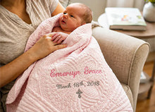 Personalized Baby Crib Quilt Baptism Gift For Newborn Boy