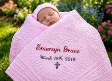 Personalized Baby Crib Quilt Baptism Gift For Newborn Boy