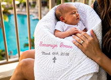Personalized Baby Crib Quilt Baptism Gift For Newborn Boy