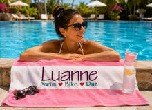 Personalized Swim Bike Run Embroidered Towel