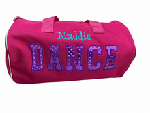 Pink Dance Duffel Bag with Custom Name Embroidery