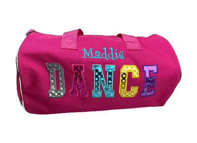 Pink Dance Duffel Bag with Custom Name Embroidery