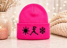 SOLE SISTER Embroidered Pink Knit Beanie