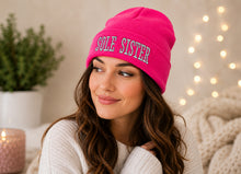 SOLE SISTER Embroidered Pink Knit Beanie