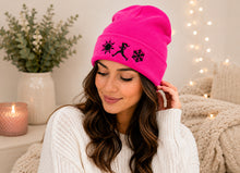 SOLE SISTER Embroidered Pink Knit Beanie